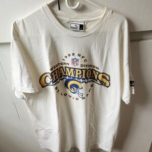 1999 St Louis Rams Western Division Champs T Shirt White Adult L Vintage